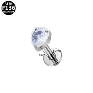 Boucles d'oreilles clous papillon en alliage de titane avec zircon marquise serti clos pour piercing d'oreille, bijoux de mode - Product Image 5