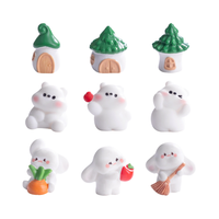Résine Mini Arbre Maison Mode Dessin Animé 3D Ours Lapin Cimetière Figurines Terrarium Miniature Animaux Mini Figurines En Gros