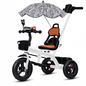 Tricycle à trois roues pour enfants avec musique pour les enfants de 1 à 6 ans, poussette en métal pour bébé - Product Image 4