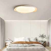 Lámpara de Techo de Travertino Crema Estilo Japonés Wabi Sabi, Diseño Minimalista para Dormitorio Principal, Sala de Estar, Comedor, Decoración LED