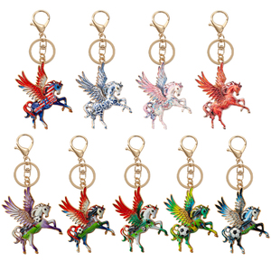 Portachiavi in metallo smaltato personalizzato con Pegaso alato, ciondolo per borsa in lega a forma di animale, portachiavi per auto, all'ingrosso dalla fabbrica - Product Image 1