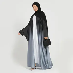 Wholesale Custom Dubai Abaya Kaftan Turkish Muslim Woman Modest Abaya Women Muslim Dress Open Bisht Kimono Tie Dye Ombre Abaya