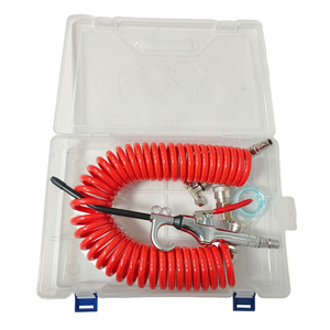 Kit de pistolet à air comprimé pour camions lourds avec poignée à levier et tuyau télescopique à ressort pour usage en atelier - Product Image 1