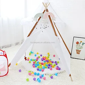 Teepee tienda de campaña para niños-tienda de lona portátil de algodón con estuche de transporte, hace una gran casa de juegos interior