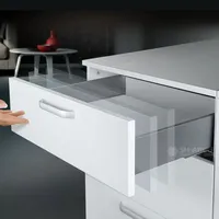 Système de glissières de tiroir de cuisine ultra-minces à fermeture amortie, en acier, hauteur 199 mm, 40 kg, à extension complète, double paroi, pour chambre et salle à manger, vente en gros