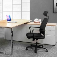Chaise de bureau ergonomique en maille, siège de direction réglable avec support lombaire, appui-tête et base pivotante pour le bureau à domicile