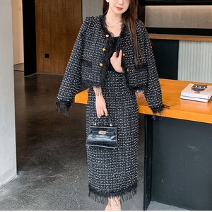 <span class=keywords><strong>Tweed</strong></span> donna autunno Design francese senso piccola fragranza nuovo cappotto corto mezza gonna da donna - Product Image 4