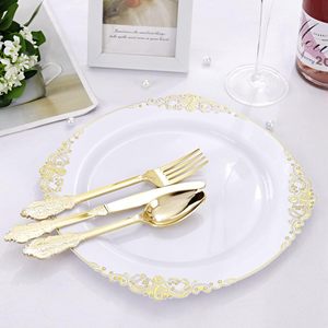 Assiettes jetables en plastique PS transparentes de couleur personnalisée, écologiques, compatibles lave-vaisselle, design moderne et luxueux pour les événements festifs - Product Image 6