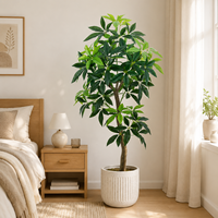 Arbre de la prospérité artificiel réaliste de 160 cm avec pot, ignifuge, certifié GPSR, pour la décoration de bureaux, hôtels et événements, emballage KD, OEM ODM