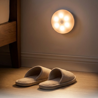 Mini lampe avec détecteur de mouvement automatique, lumière de nuit sans fil ronde, pour placard, mur, armoire, escalier, avec induction infrarouge, changement de couleur CW LED