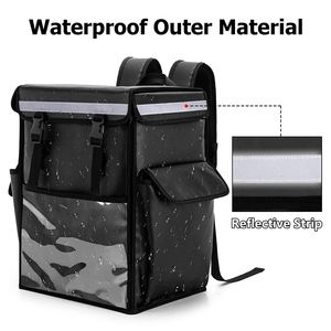 Grand sac de livraison de nourriture et d'eau Oxford pour l'extérieur, sac de livraison imperméable pour vélo avec isolation en feuille métallique pour gâteaux, pizzas, livraison en moto - Product Image 2