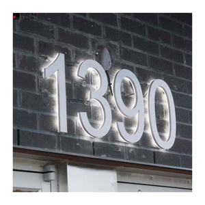 Plaque de signalisation extérieure en aluminium métallique lumineuse 3D, numéros de maison et de porte en métal éclairés, numéros de maison avec éclairage - Product Image 2
