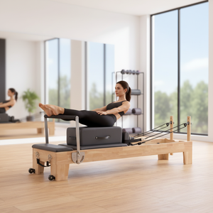 Máquina de Pilates <span class=keywords><strong>Reformer</strong></span> de Madera de Roble Norteamericano, Cama de Madera de Lujo con Base de Madera - Product Image 6