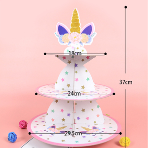 DAMAI Supports à gâteaux en gros, Supports à gâteaux de mariage, Supports à gâteaux licorne en papier à 3 niveaux, Fournitures pour fêtes d'anniversaire - Product Image 3