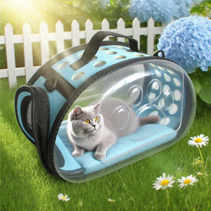 Saint Yi Cat <b>Backpack</b> Portable Transparent Pet Carrier <b>Foldable</b> Handbag for Cats Dogs All Seasons Minimalist Style - Product Image 2