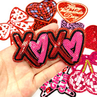 Nouveau Patch Brodé Thermocollant à Paillettes Scintillantes, Motifs Cœur Rouge, Nœud Lèvres, XOXO, Cerise, pour Décoration de Vêtements et Chapeaux