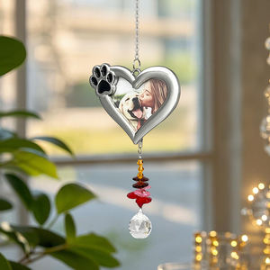 Atacado Crystal Sun Catcher Silver Heart <span class=keywords><strong>Frame</strong></span> Sun Catchers Pet Dog Cat Memory <span class=keywords><strong>Frame</strong></span> <span class=keywords><strong>Suncatcher</strong></span> com Paw Claw para Decoração - Product Image 3