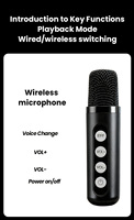Altavoz Karaoke Bluetooth Portátil Retro de Madera con Dos Micrófonos Inalámbricos y Audio Nítido para Fiestas Familiares y Campamentos