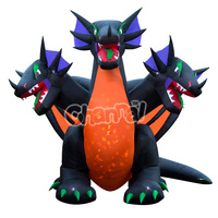 Dragon géant gonflable d'Halloween avec lumières LED Décoration de cour extérieure Spooky Blow up for Lawn