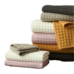 Neues Design Waben gitter Waffel stil benutzer definierte Größe Badet uch Baumwoll stoff gute Wasser aufnahme Handtuch Set für Hotel für zu Hause