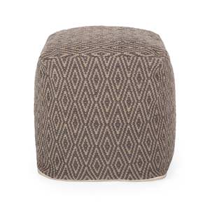 DB Amuleto Pouf en coton tissé à la main Accessoire de chaise élégant gris foncé et marron - Product Image 2