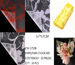 Papel de regalo coreano de 57x57 cm con diseño de mariposa para flores, regalos, manualidades, celofán translúcido decorativo, 20 piezas - Product Image 3