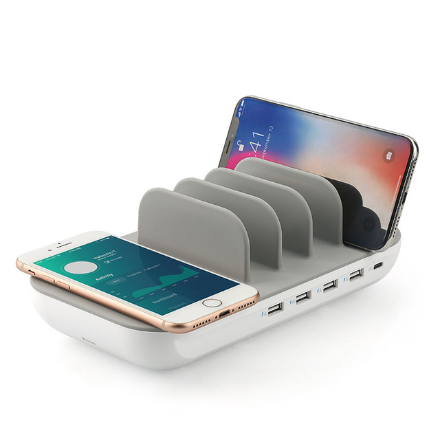 Table Usb c Multi Function 6 in 1 Public Hub Fast Smartphone Multiple Devices 5 Port Mobile Usb Wireless Charging Station