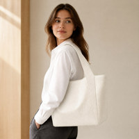 Sac fourre-tout pliable en toile personnalisé avec fermeture éclair, poignées longues, design texturé - Vente en gros OEM/ODM pour marques de détail