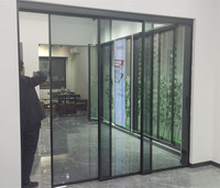 Three Four Five Linkage Extremely Narrow Aluminum Telescopic Sliding Glass Door Exterior Glass Partition Wall Room Divider