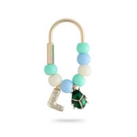 Porte-clés en forme de lettre L personnalisé avec des perles, accessoire de sac à main, libellule, charme de sac tendance pour femmes