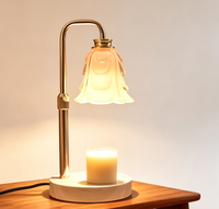 Lampe chauffe-bougie florale avec minuterie et variateur d'intensité, 4 niveaux de luminosité réglables, hauteur ajustable, lampe chauffante pour bougies en pot