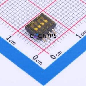 DSHP04TSGET DIP Switch SMD-8P,5.4x6.7mm Switch Flat Toggle, Groove Type Single Pole Single Throw 4 Gull Wing Type - Product Image 1