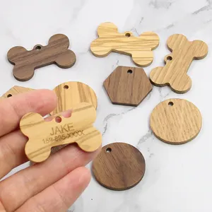 Pet Wood Name Tag Wood Keychain Charm Necklace Charm Wood Pendant