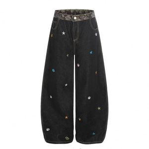 <span class=keywords><strong>Jeans</strong></span> Baggy da Uomo <span class=keywords><strong>a</strong></span> Vita Media in Denim Lavato con Ricamo <span class=keywords><strong>a</strong></span> Stampa di <span class=keywords><strong>Zampa</strong></span> di Stella, Pantaloni Casual Streetwear Vestibilità Larga alla Moda - Product Image 1