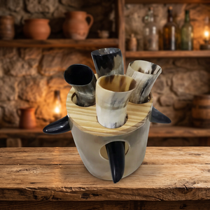 Chope à bière en corne de bœuf d'inspiration viking, 100% étanche, motif étoile, compatible lave-vaisselle et micro-ondes, avec ouvre-bouteille et support, pour la maison - Product Image 1