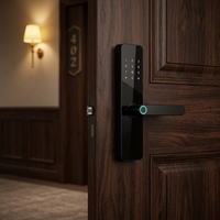Serrure Intelligente avec Déverrouillage par Empreinte Digitale, Mot de Passe, Carte et Wi-Fi, Construction en Acier à Haute Teneur en Carbone, Étanche pour Portes en Bois