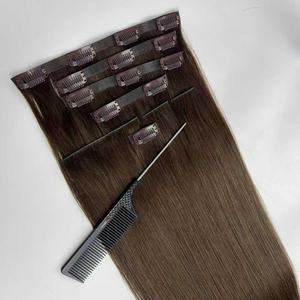 Extensions de cheveux naturels en gros, sans couture, en PU, 100 % cheveux humains vierges, extensions à clipser, extensions de cheveux Remy - Product Image 1