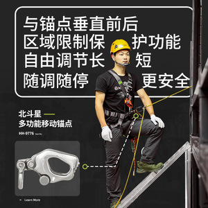 Xinda Beidou Star Descender - Juego de Cuerdas de Seguridad para Posicionamiento con Anillo en D de Aleación de Aluminio y Acero Inoxidable, 1 Anillo en D, XD-T1014, para Trabajos en Altura - Product Image 2