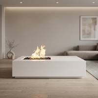 Table rectangulaire de patio en béton avec foyer au propane pour extérieur, table avec foyer, chauffage au gaz pour intérieur