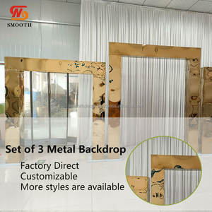 SMOOTH High Quality Golden Stainless Steel Backdrop Stand Square Chuppa for Wedding Decoration - Product Image 2