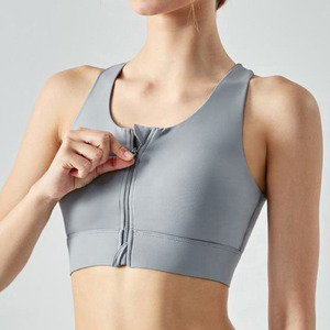 Vêtements de fitness et d'entraînement avec logo personnalisé OEM Soutien-gorge de yoga rembourré à fermeture éclair pour femmes - Product Image 1