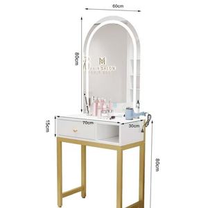 Modern Salon Makeup Table With Mirror Aluminum Beauty Workstation <b>Dressing</b> Desk for Hair Salon Studio - Product Image 5