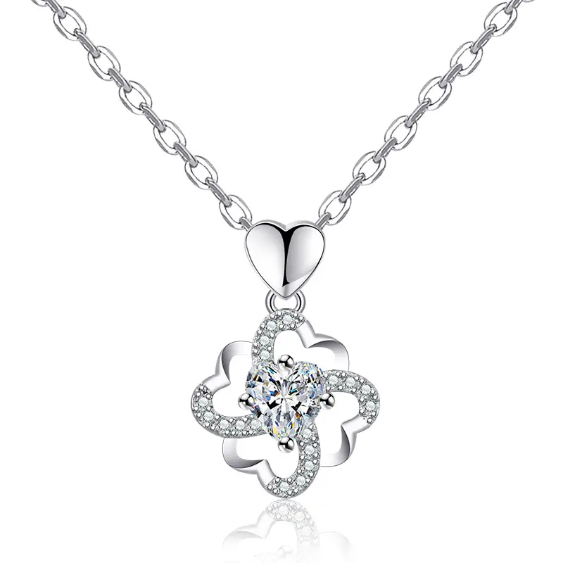 Mode Perhiasan Liontin Jimat Empat Daun Semanggi Kristal Liontin Berlian Liontin Perhiasan