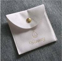 Pochettes à bijoux de luxe en velours rose/microfibre, taille personnalisée, impression sérigraphique pour emballage de colliers de pierres précieuses