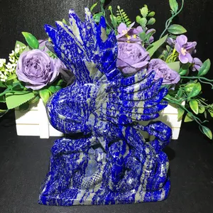 Hot Selling Lapis Lazuli Eagle Caving Reiki Healing Crystal Ambachten Spirituele Lapis Sculpturen Voor Collectie