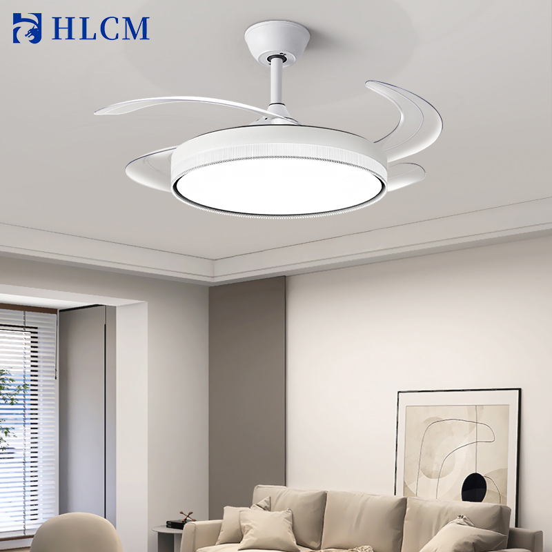 Modern Remote Control Retractable LED Fan Lamp with Dimmable Light Home Office Decorative Ceiling Fan