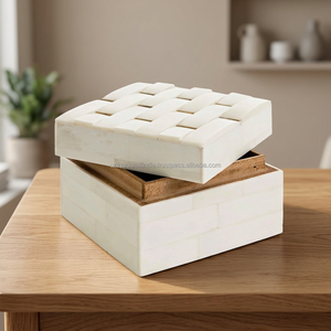 Boîte Cadeau en Bois Artisanale Élégante en Résine, Coffret de Rangement Premium pour Souvenirs, Décoration d'Intérieur, Présentoir à Bijoux, Organisateur - Product Image 1
