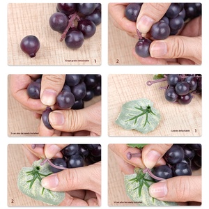 Modèle de grappe de raisins simulée en PVC souple, jouet alimentaire décoratif, décoration de style pastoral pour armoire - Product Image 3