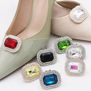 Many different colors alloy with bling rhinestone detachable shoe clips accessories for women shoes