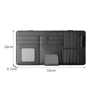 Organisateur de pare-soleil de voiture en cuir et fibre de carbone de qualité supérieure, multi-poches, avec clip pour lunettes de soleil et porte-cartes, compatible avec Audi, BMW, Honda, VW